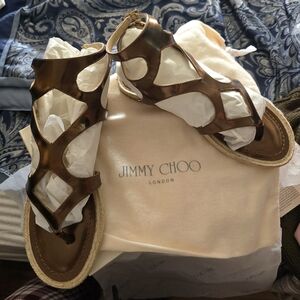 Jimmy Choo Mirror Bronze Heels